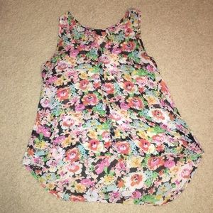 Flowered high low tank top